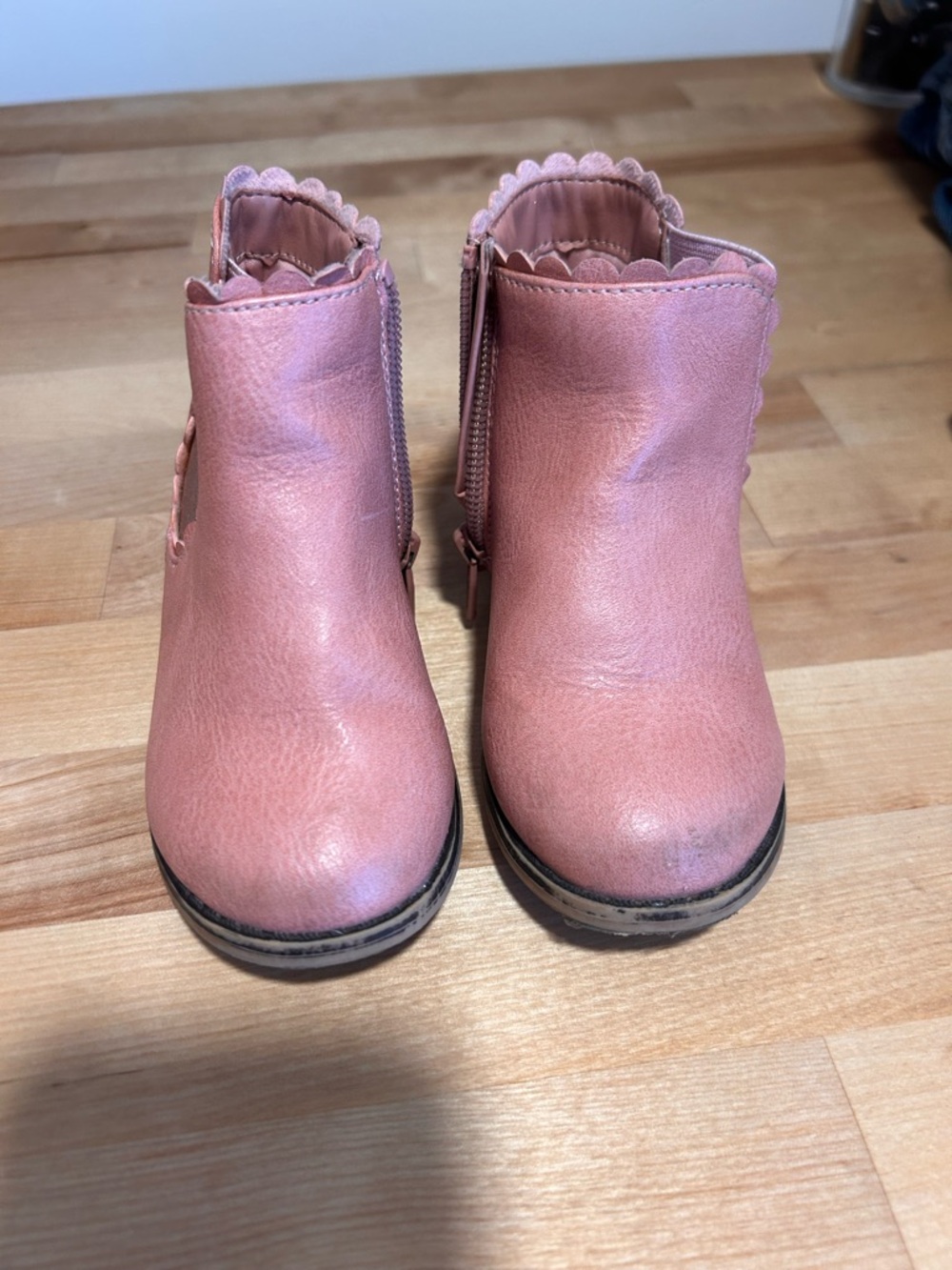Cat & Jack Pink Scallop Trim Toddler Ankle Boots